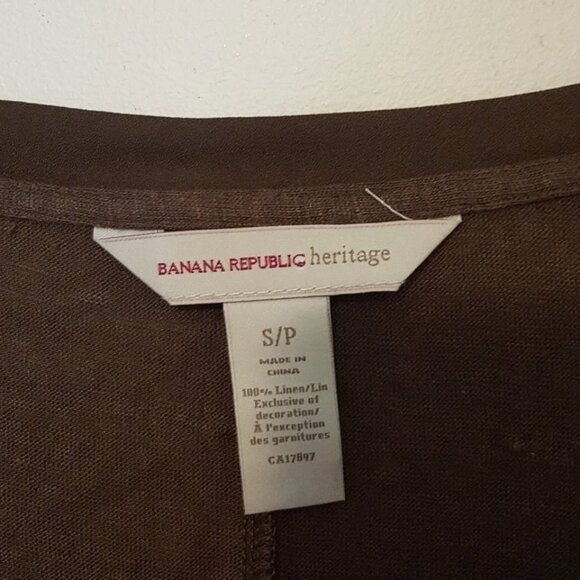 Banana Republic heritage linen brown long sleeve tee size S - Picture 3 of 5